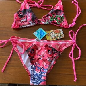 Ed Hardy Pink Koi fish bikini